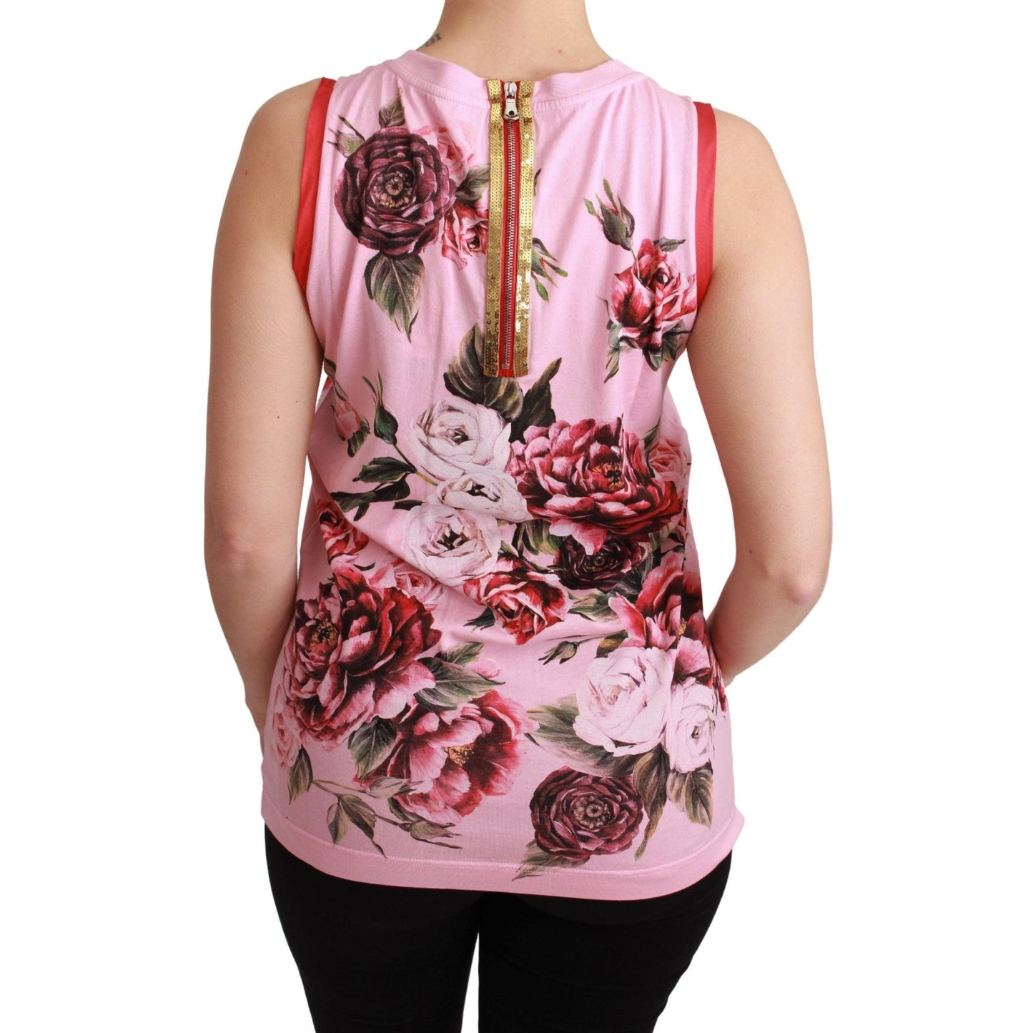 Pink Roses Tank Sleeveless Blouse
