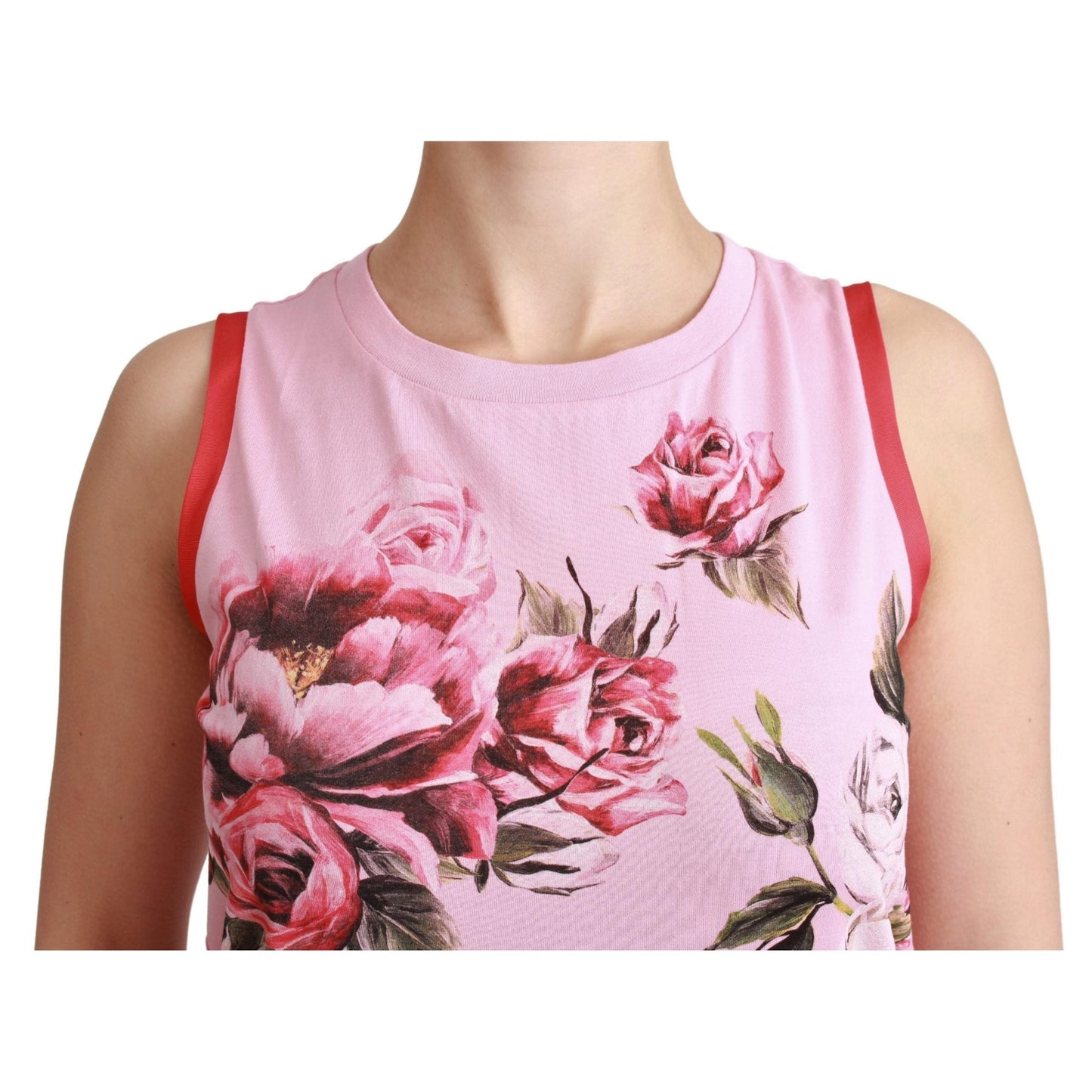 Pink Roses Tank Sleeveless Blouse