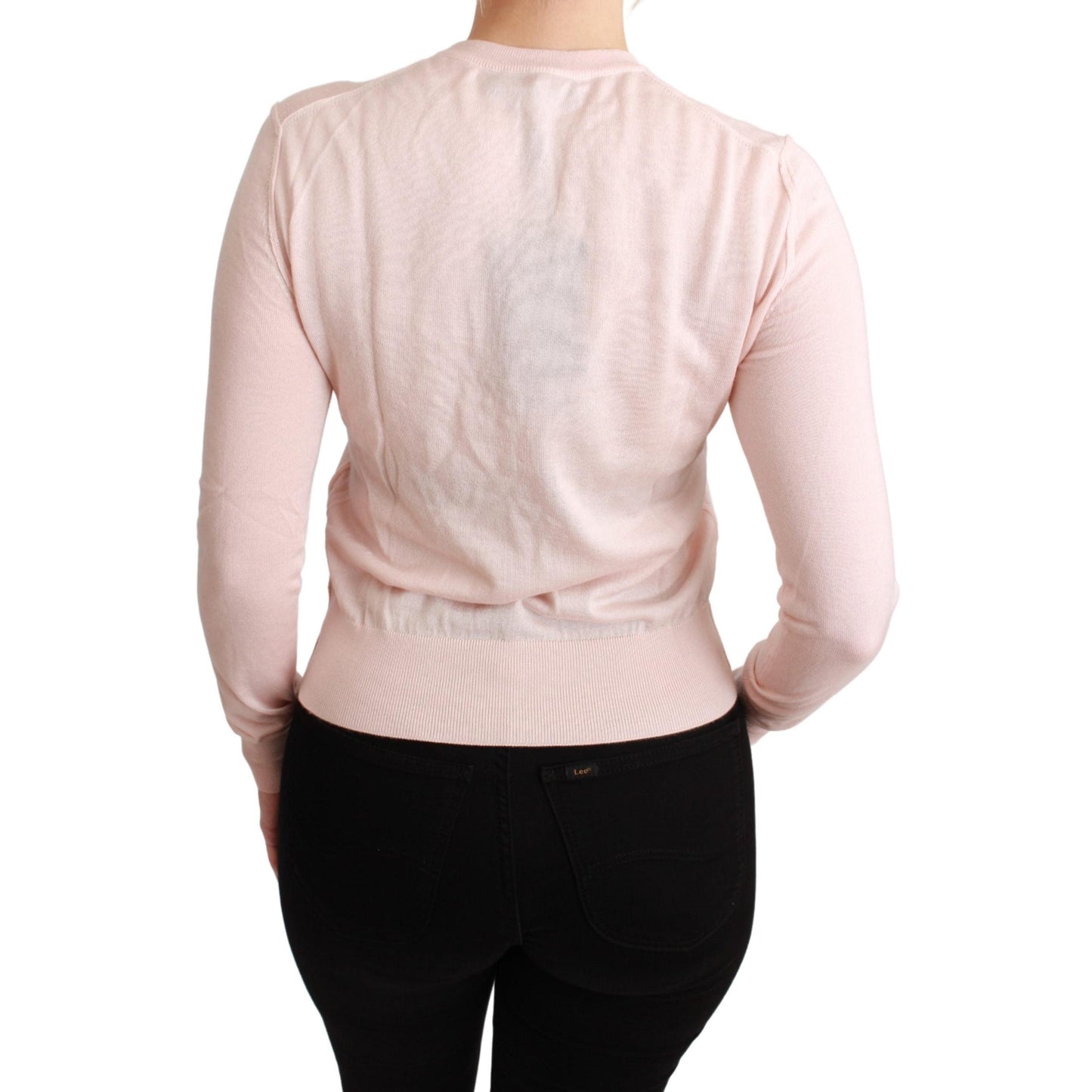 Pink Floral Silk Cashmere Pullover Sweater