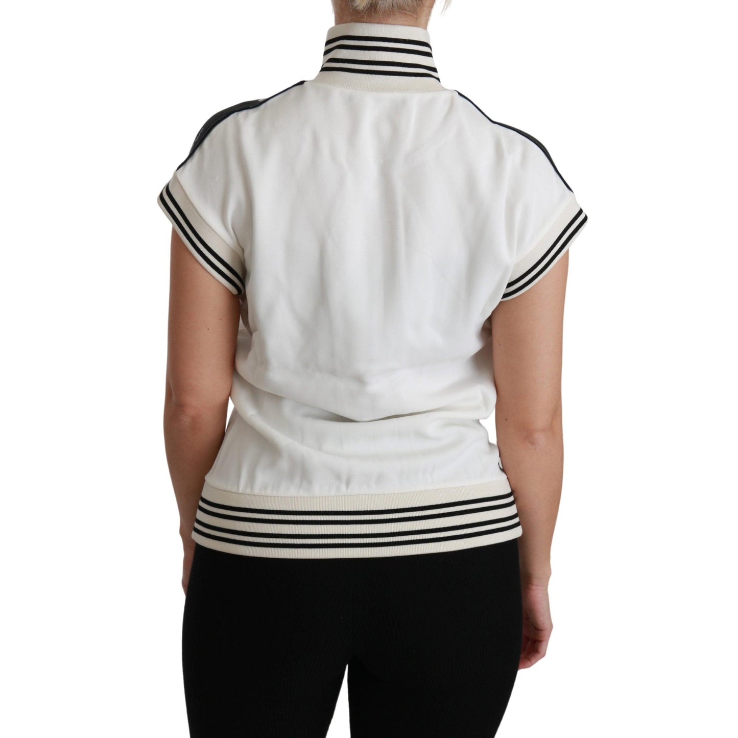 White Sacro Cuore Heart Zipper Sweater