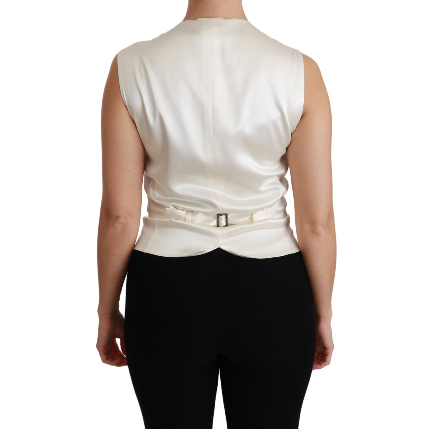 White Waistcoat Slim Vest Silk Top