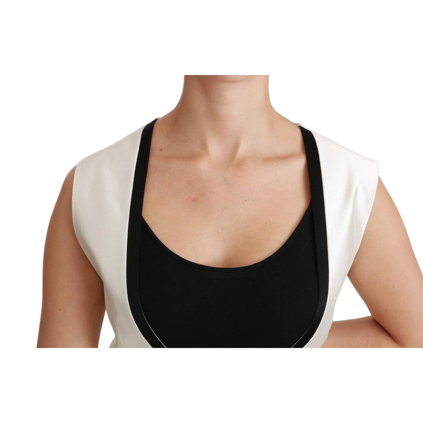 White Waistcoat Slim Vest Silk Top