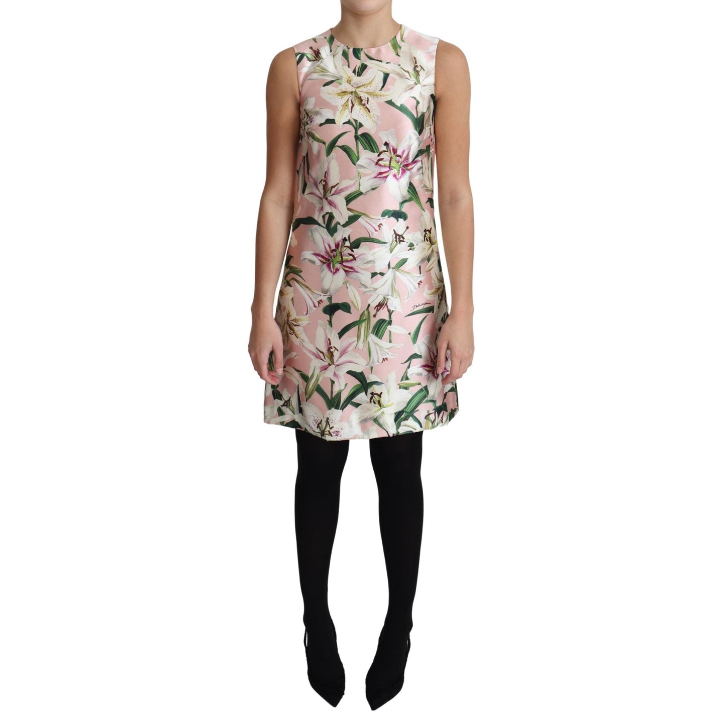 Pink Lily Print A-Line Shift Mini Dress