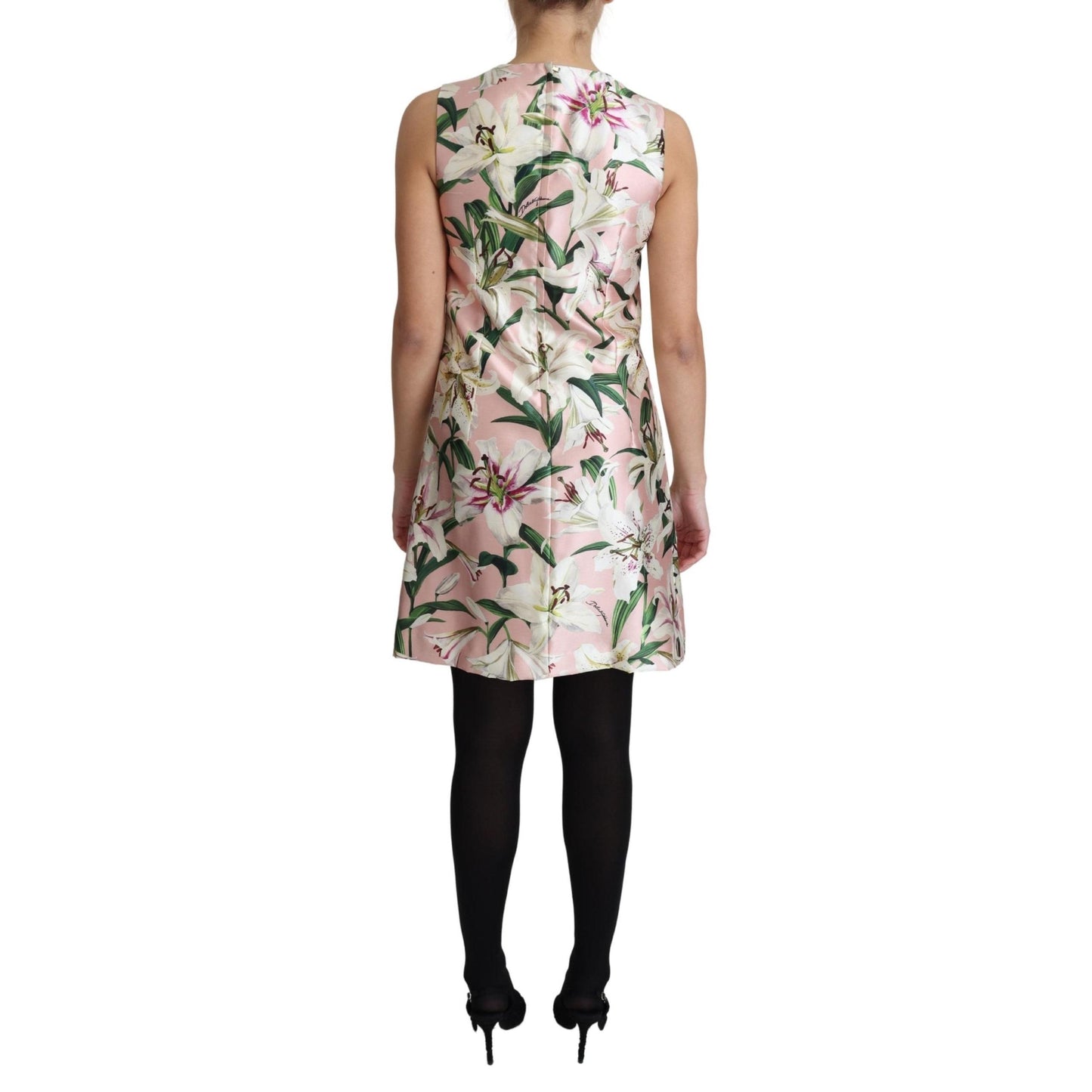 Pink Lily Print A-Line Shift Mini Dress