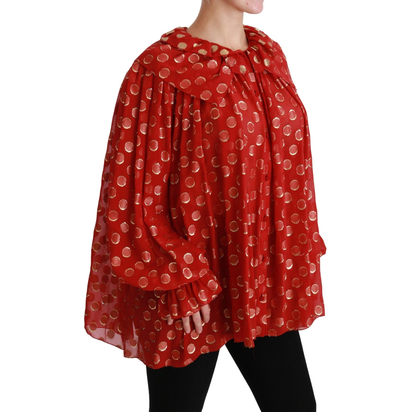 Red Gold Silk Shirt Womens Blouse