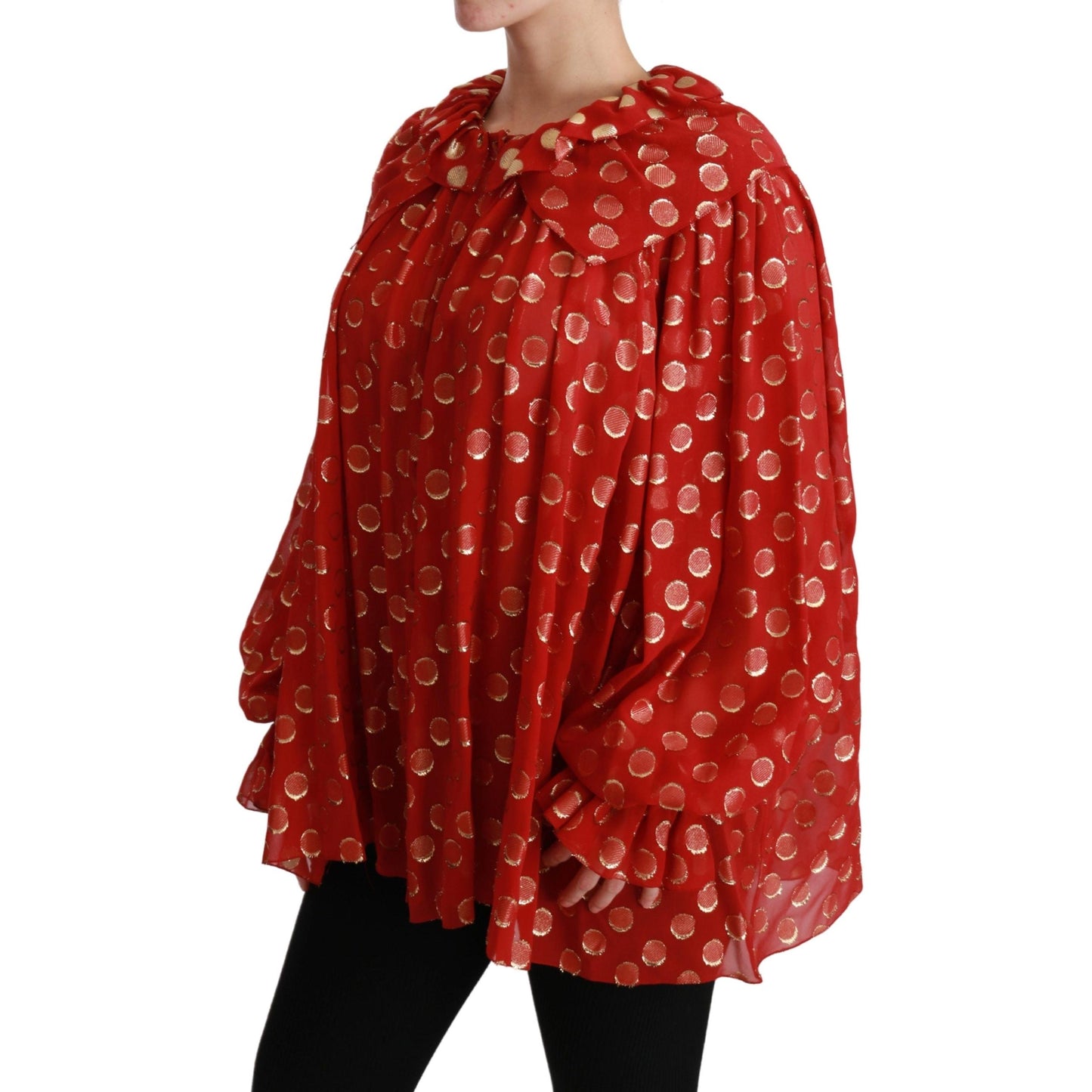 Red Gold Silk Shirt Womens Blouse