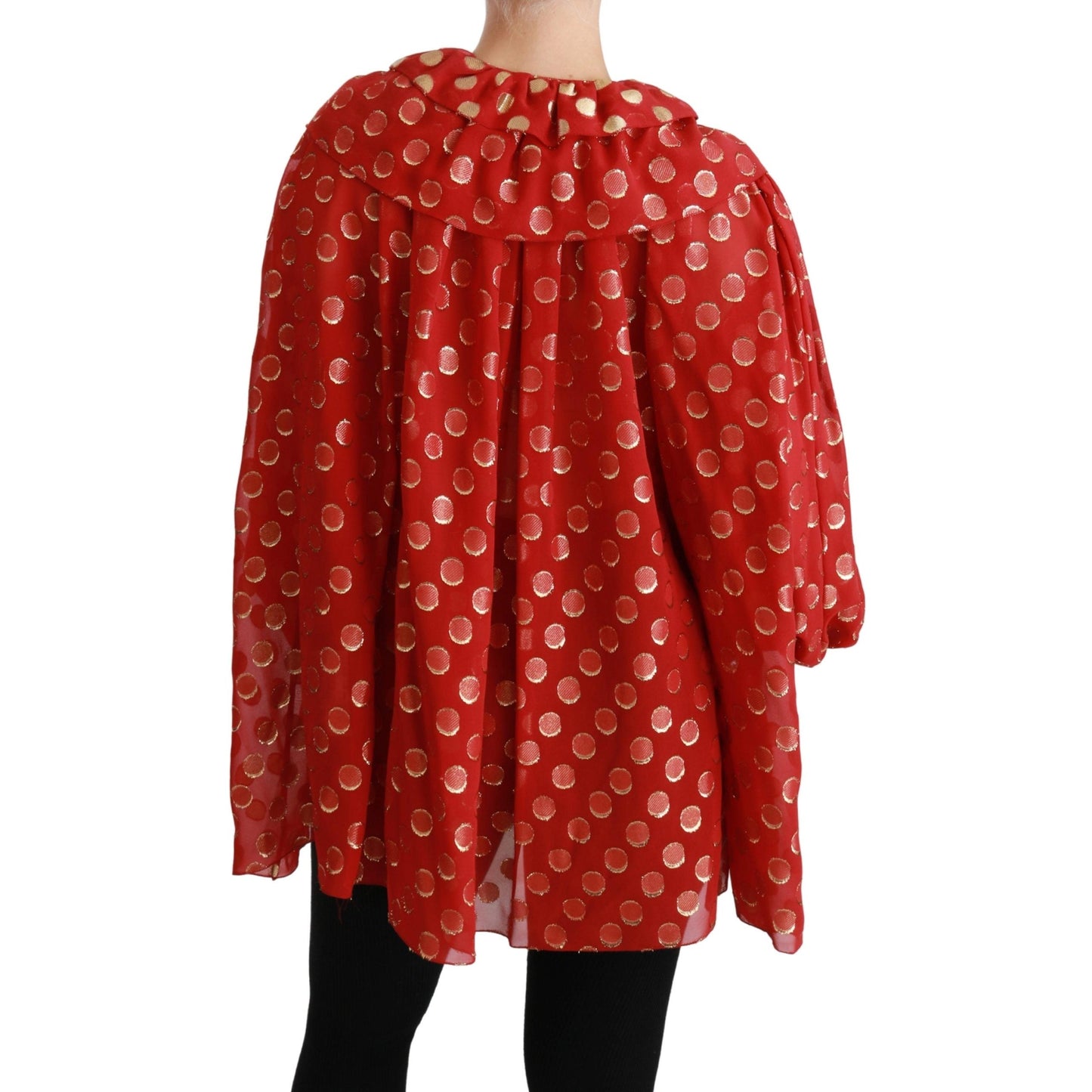 Red Gold Silk Shirt Womens Blouse
