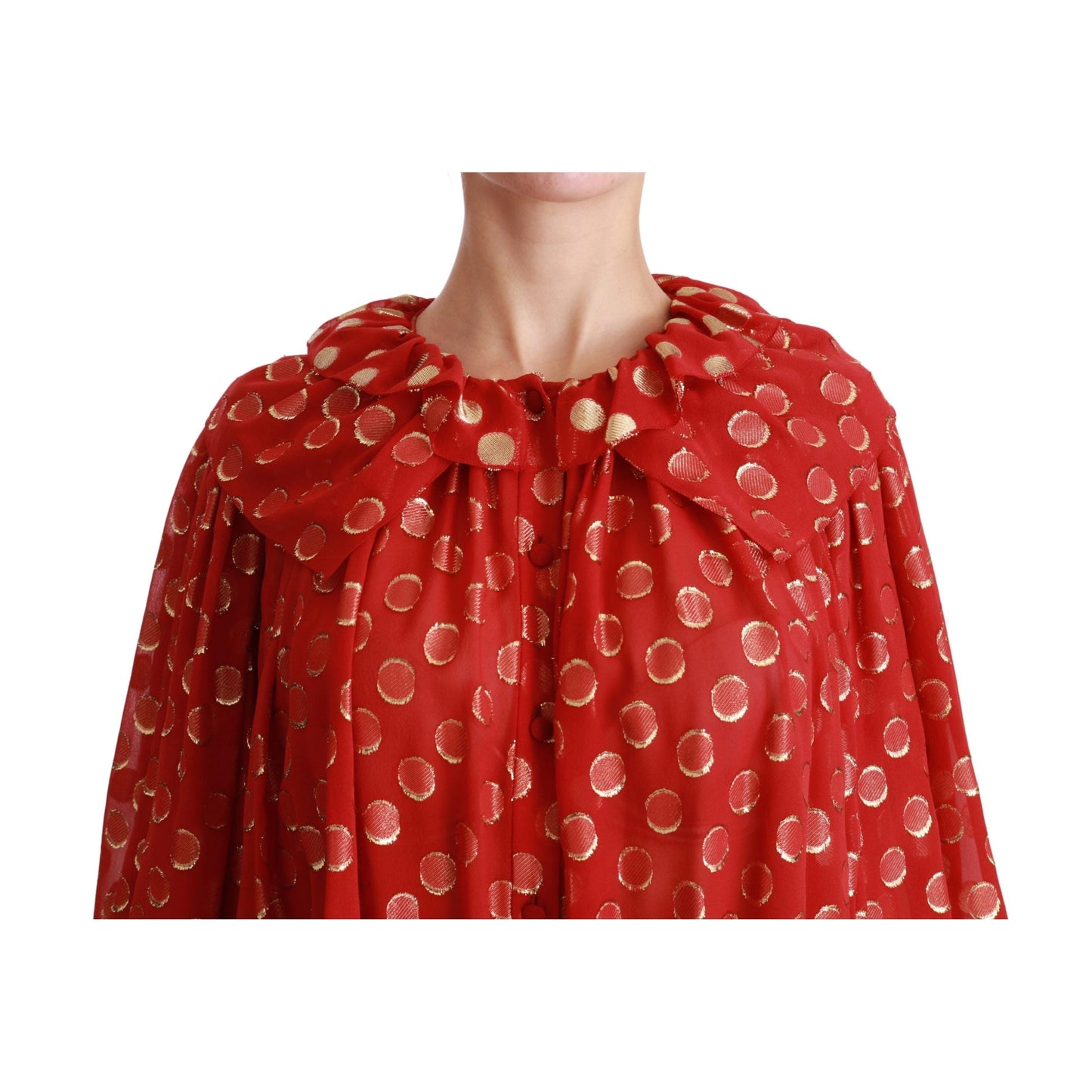 Red Gold Silk Shirt Womens Blouse