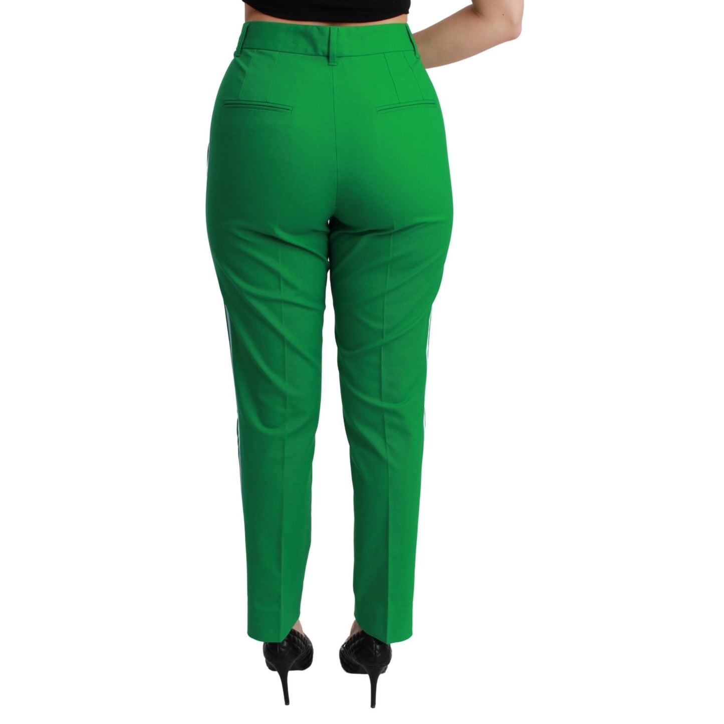 Green Cotton Stretch Trousers Pants