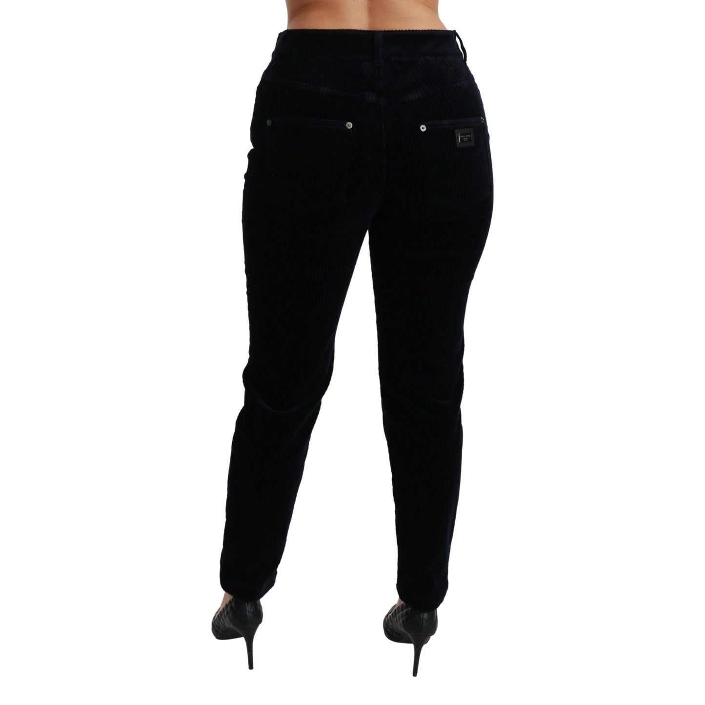 Blue Corduroy Mid Waist Skinny Pants Jeans