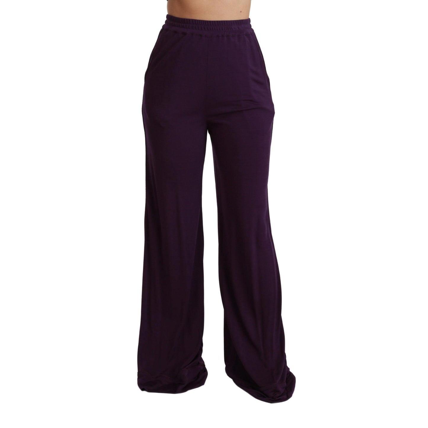 Purple Violet High Waist Wide Leg Trouser Pants