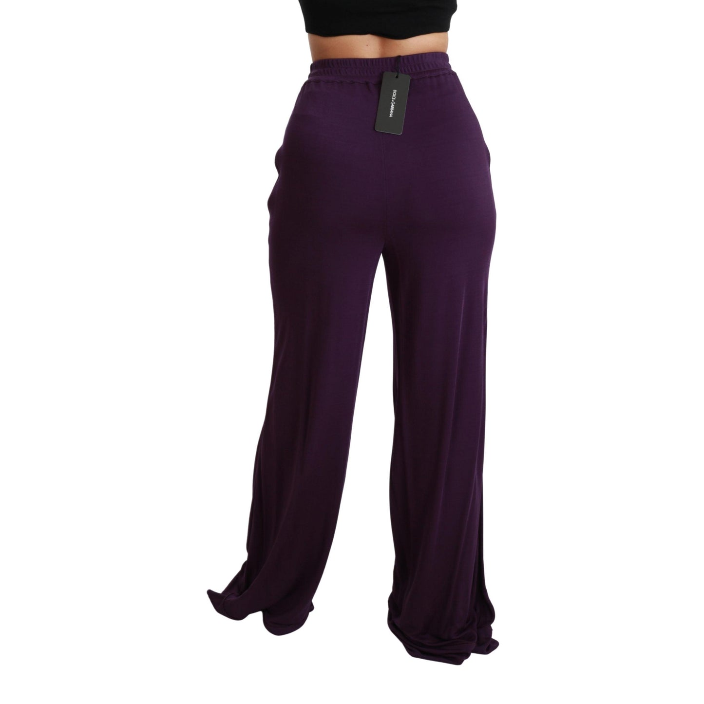 Purple Violet High Waist Wide Leg Trouser Pants