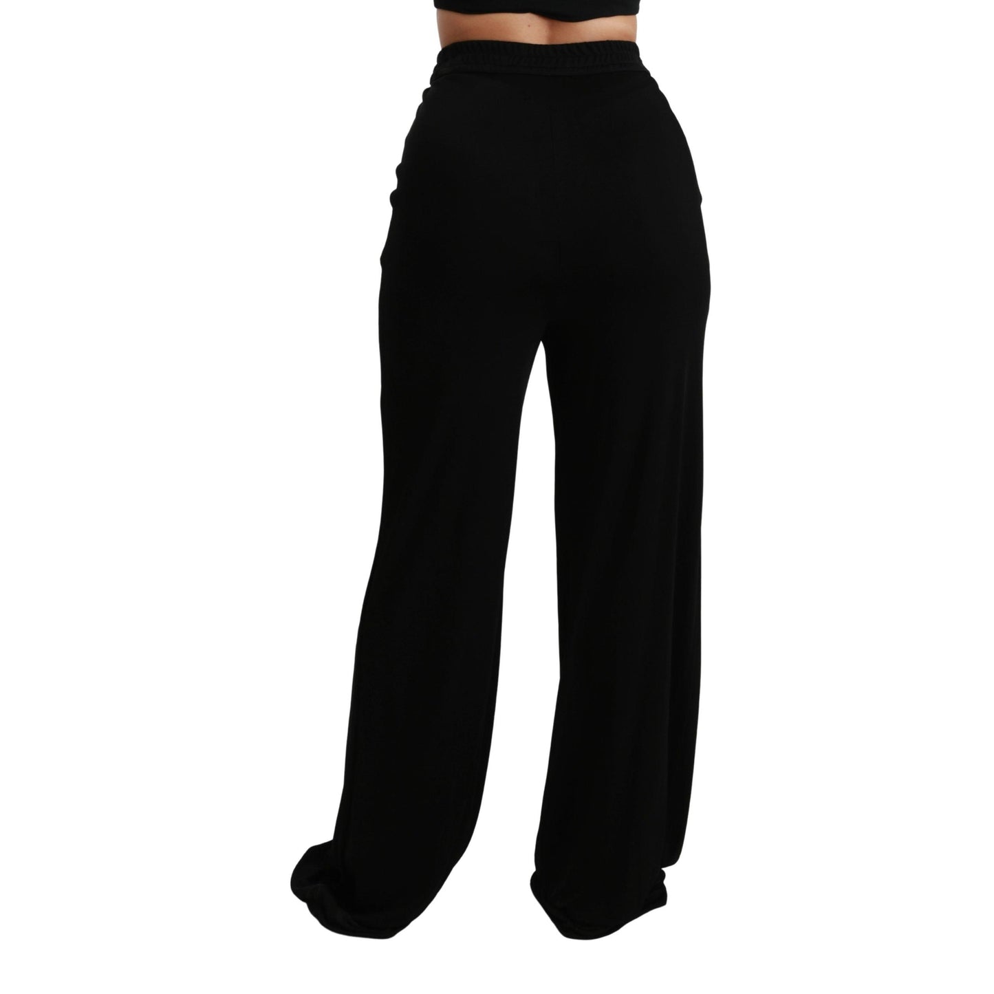 Viscose Black Wide Leg High Waist Pants