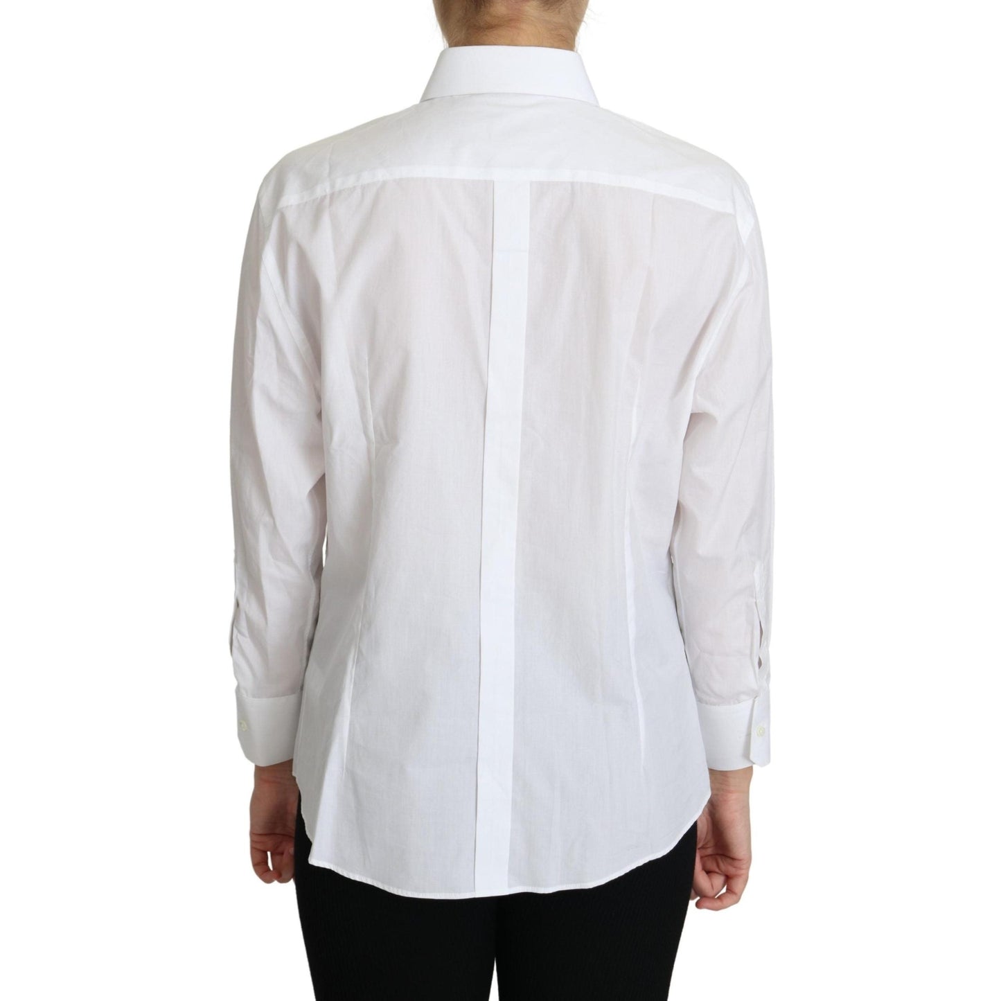 White Cotton Poplin Collared Dress Shirt Top