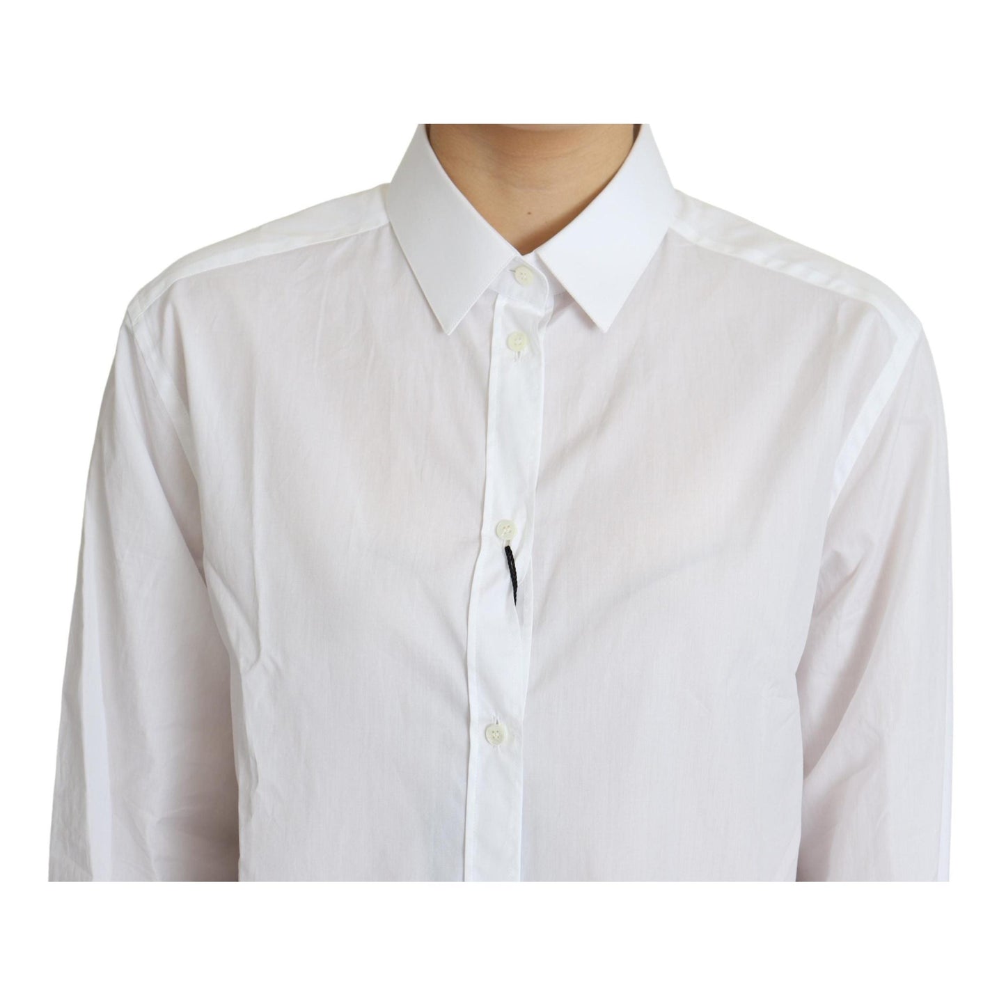 White Cotton Poplin Collared Dress Shirt Top