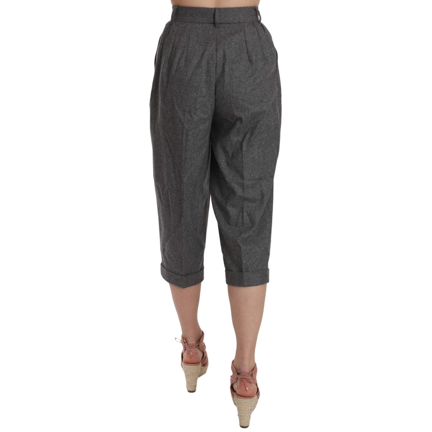 Wool Cropped Trouser Pleated Pant