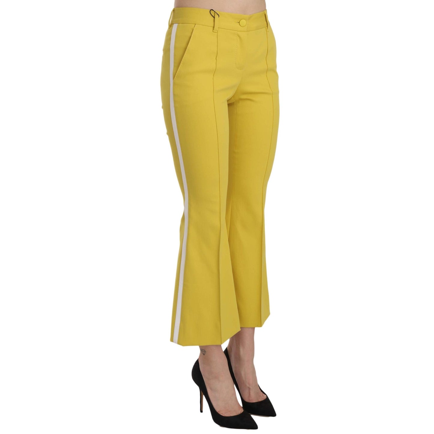 Yellow Flared Bootcut Capri Cotton Pants - coffeewithmee2
