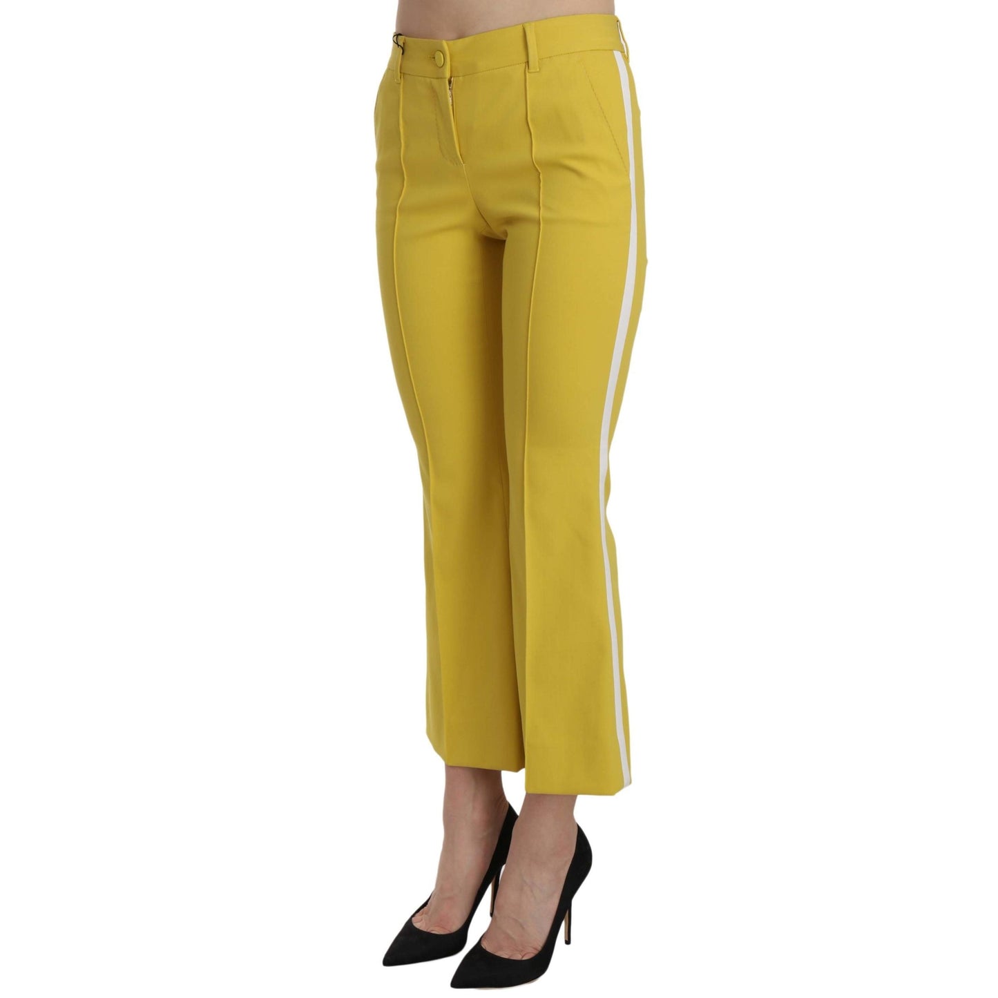 Yellow Flared Bootcut Capri Cotton Pants - coffeewithmee2
