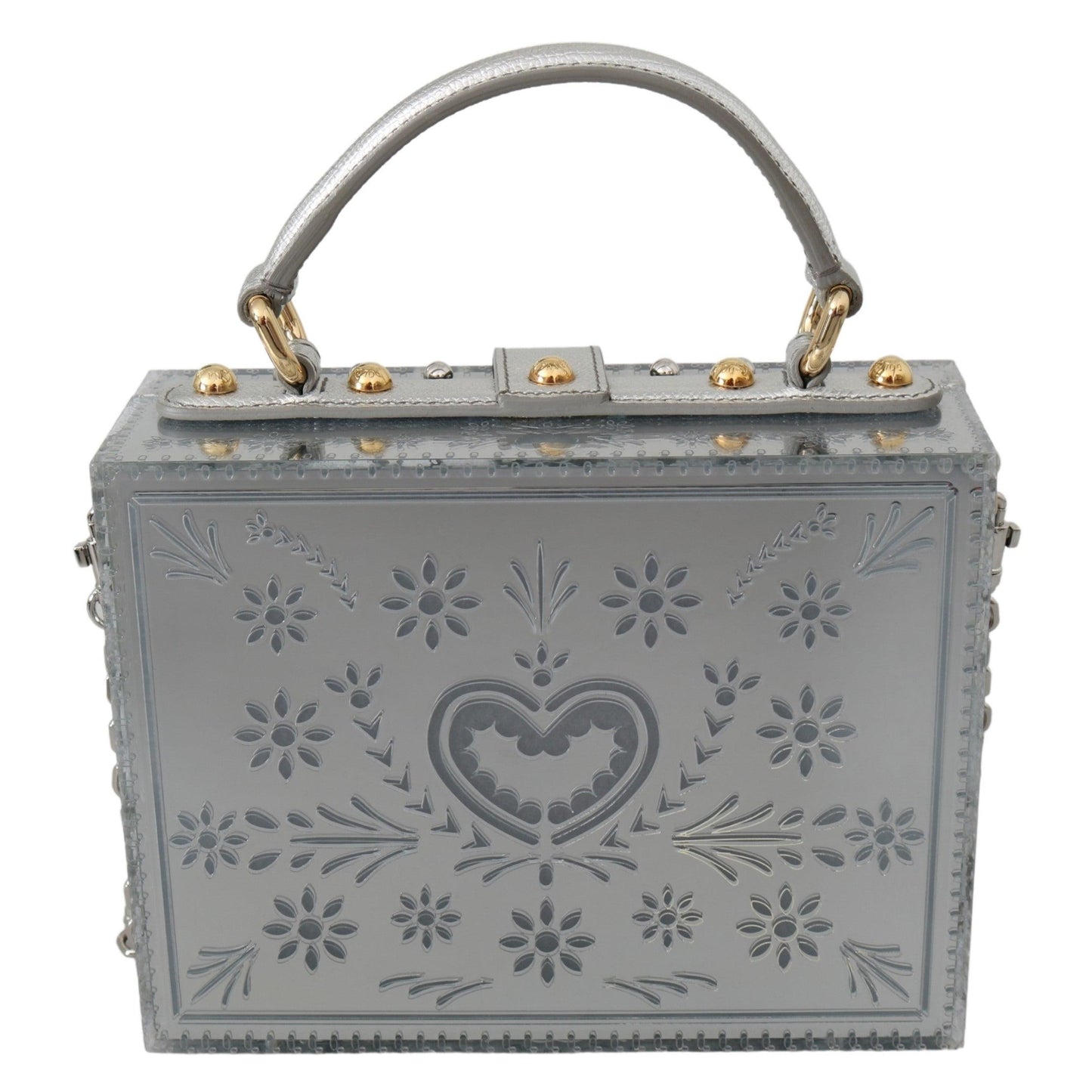 Silver Floral Padlock Sling Clutch Crystal BOX Bag - coffeewithmee2