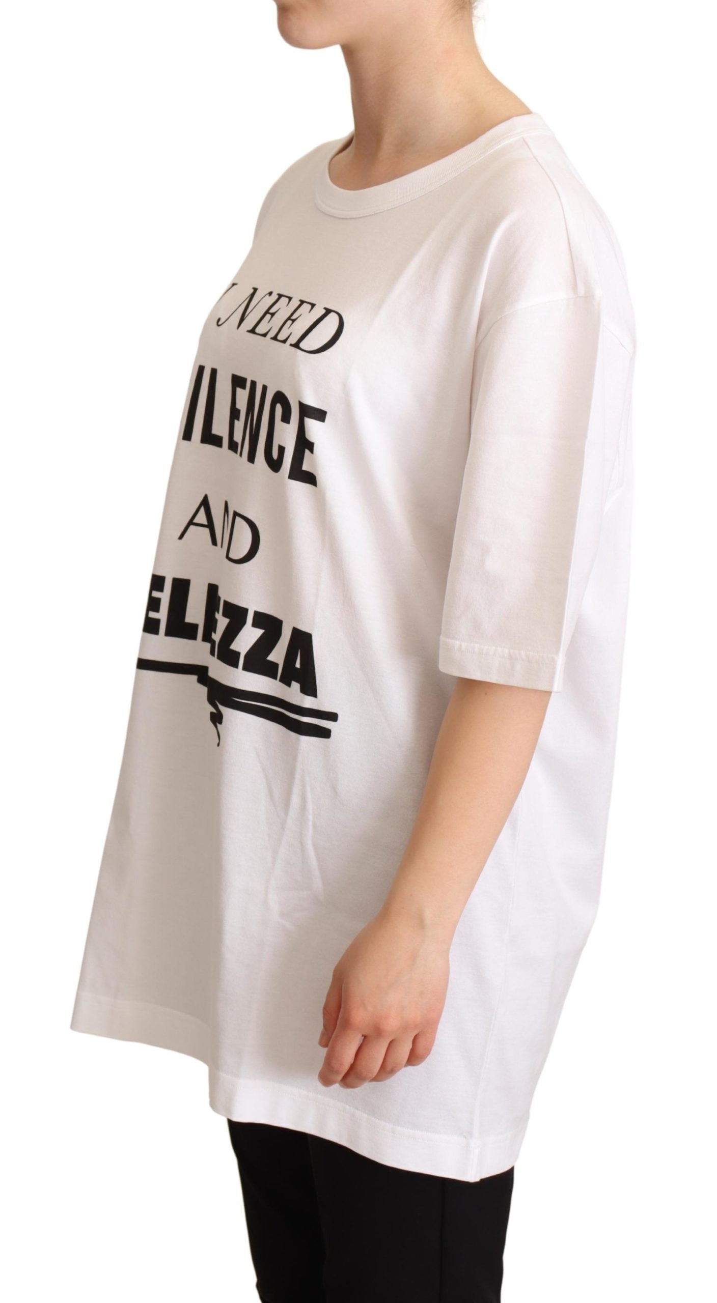 White Cotton BELLEZZA Motive Top T-shirt