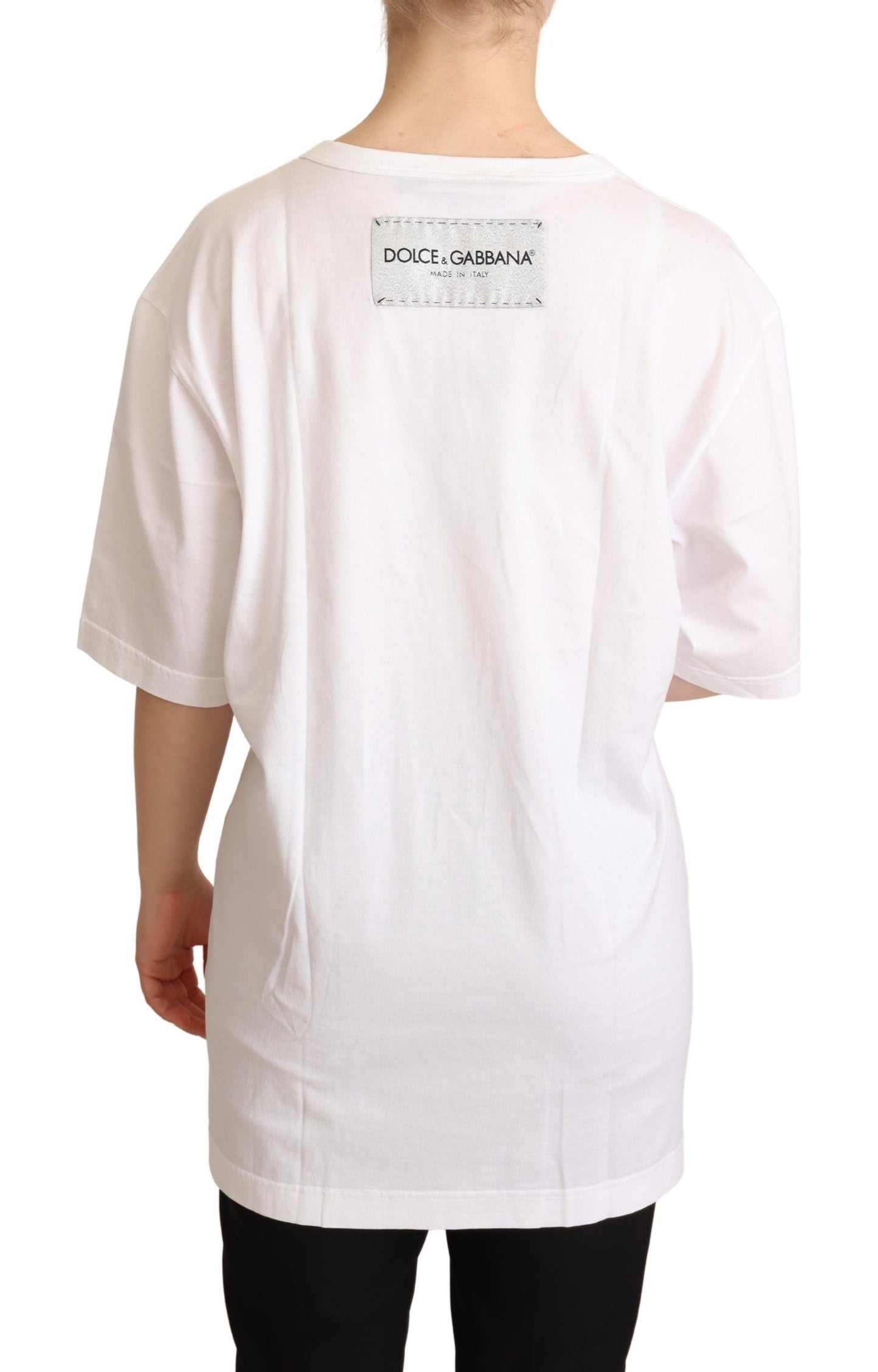 White Cotton BELLEZZA Motive Top T-shirt