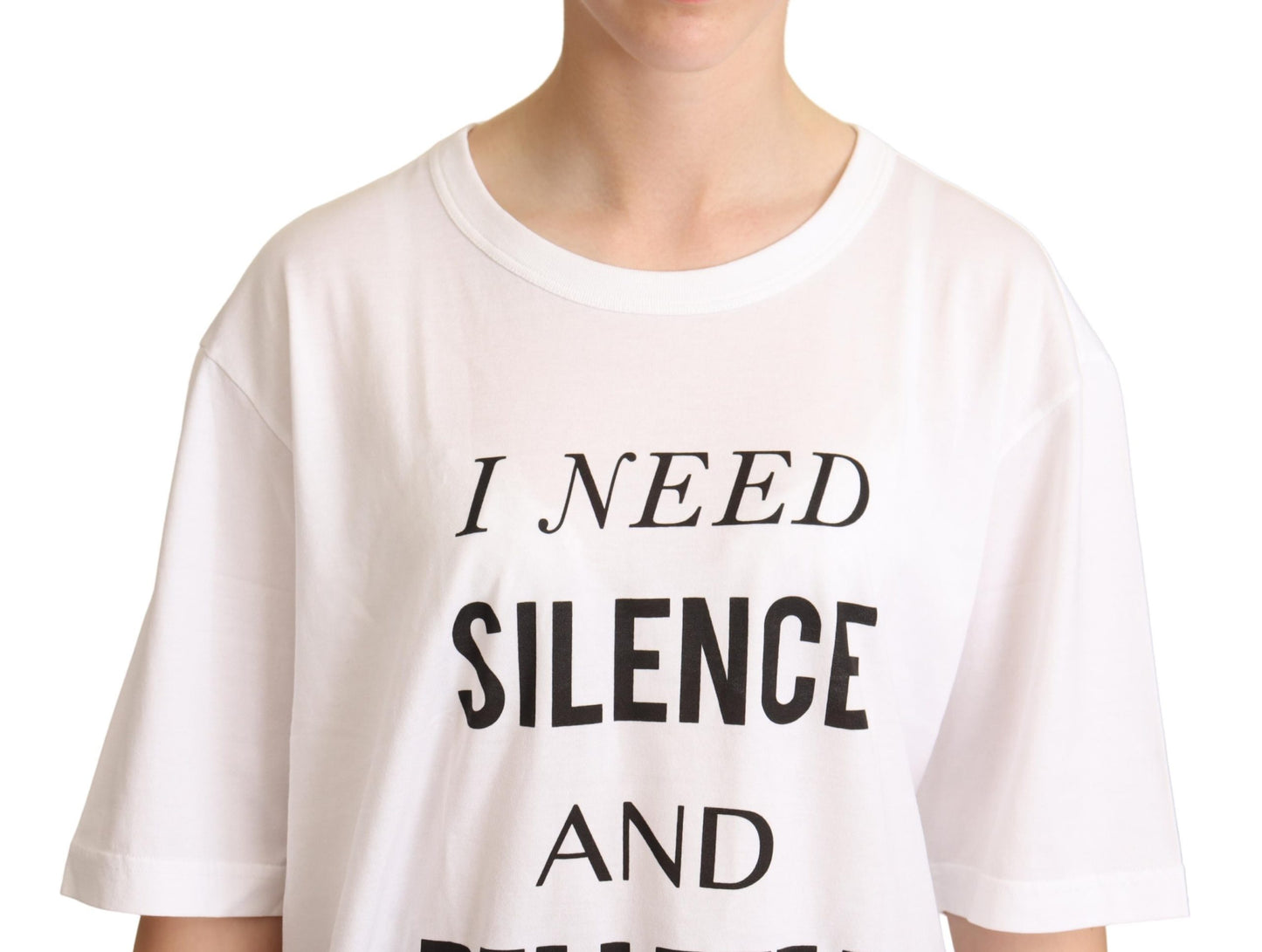 White Cotton BELLEZZA Motive Top T-shirt