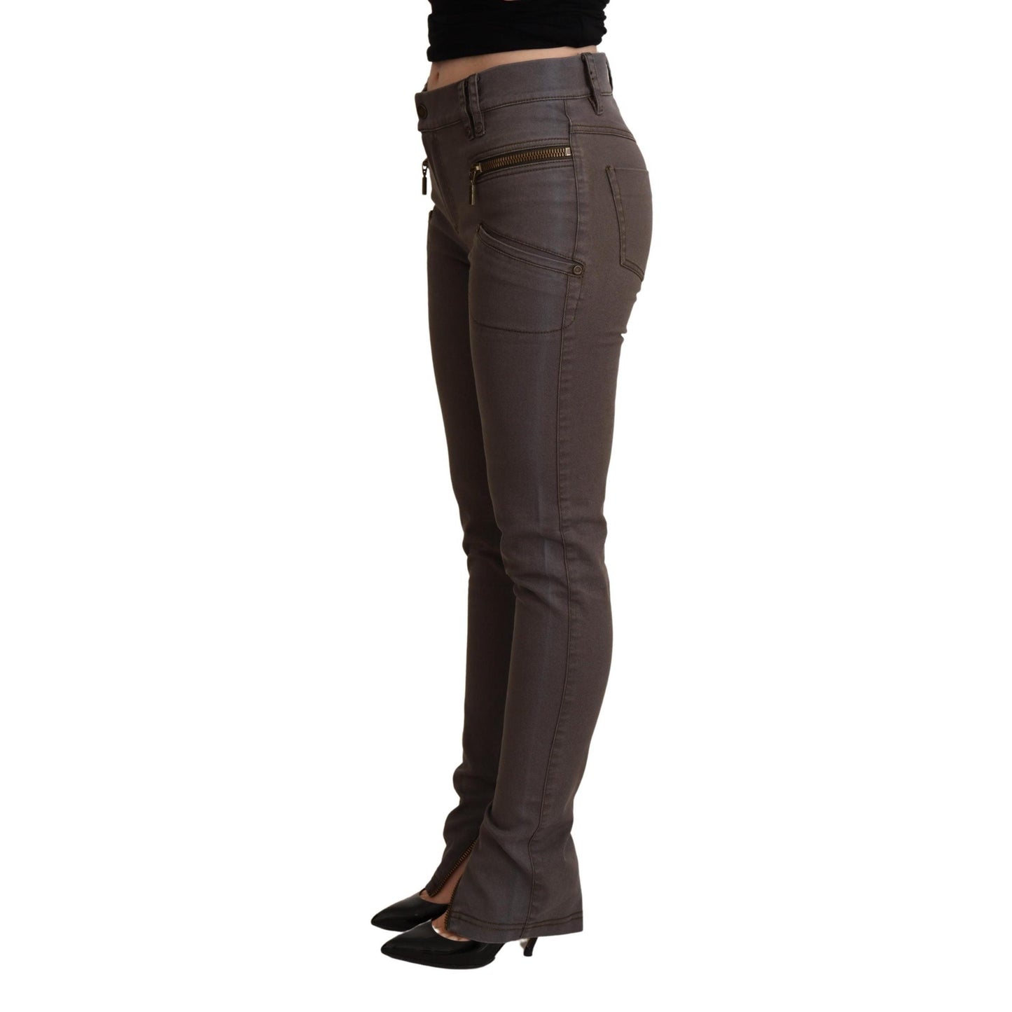 Brown Cotton Stretch Skinny Denim Jeans