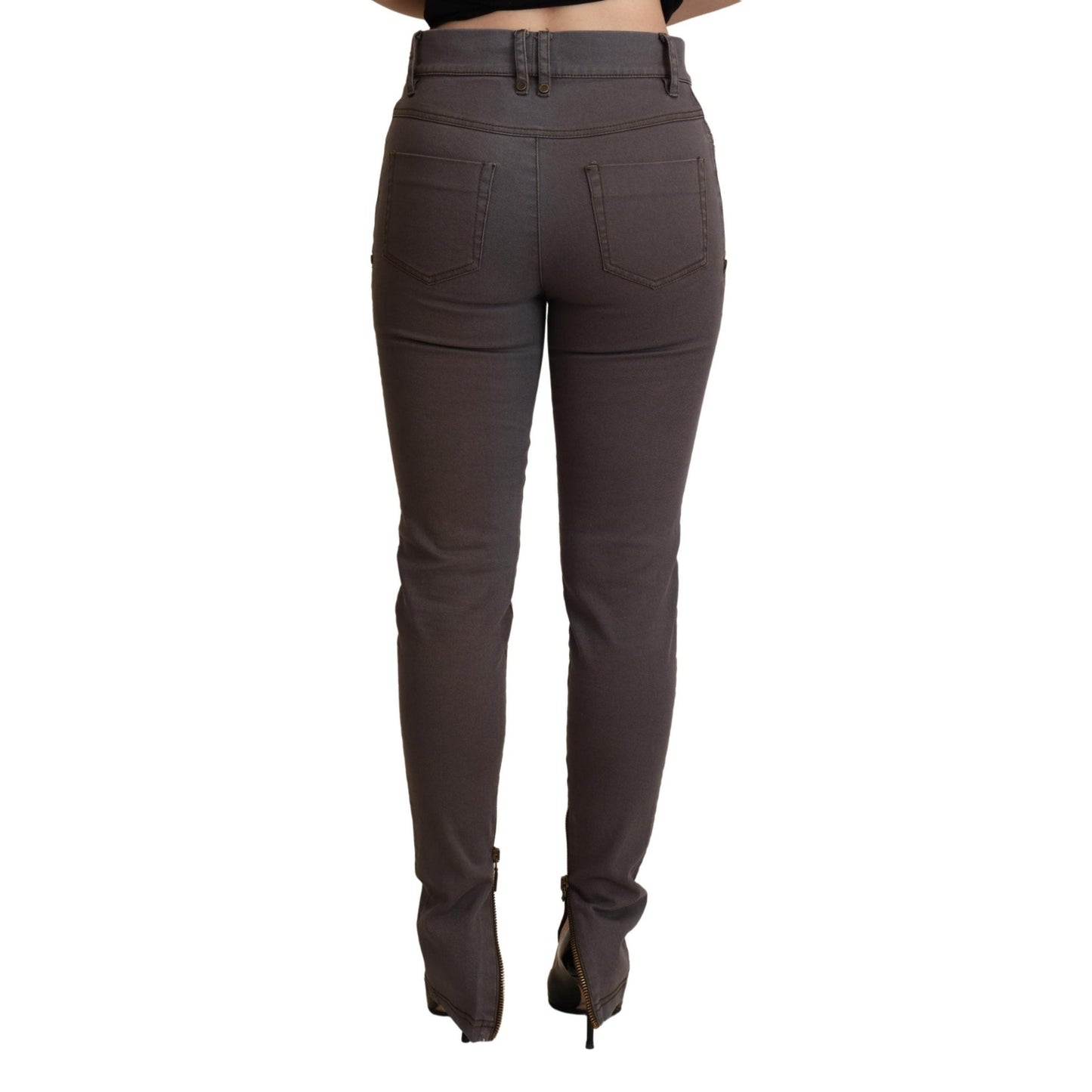 Brown Cotton Stretch Skinny Denim Jeans