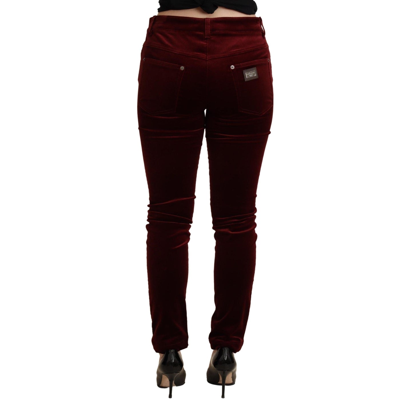 Bordeaux Red Velvet Skinny Trouser