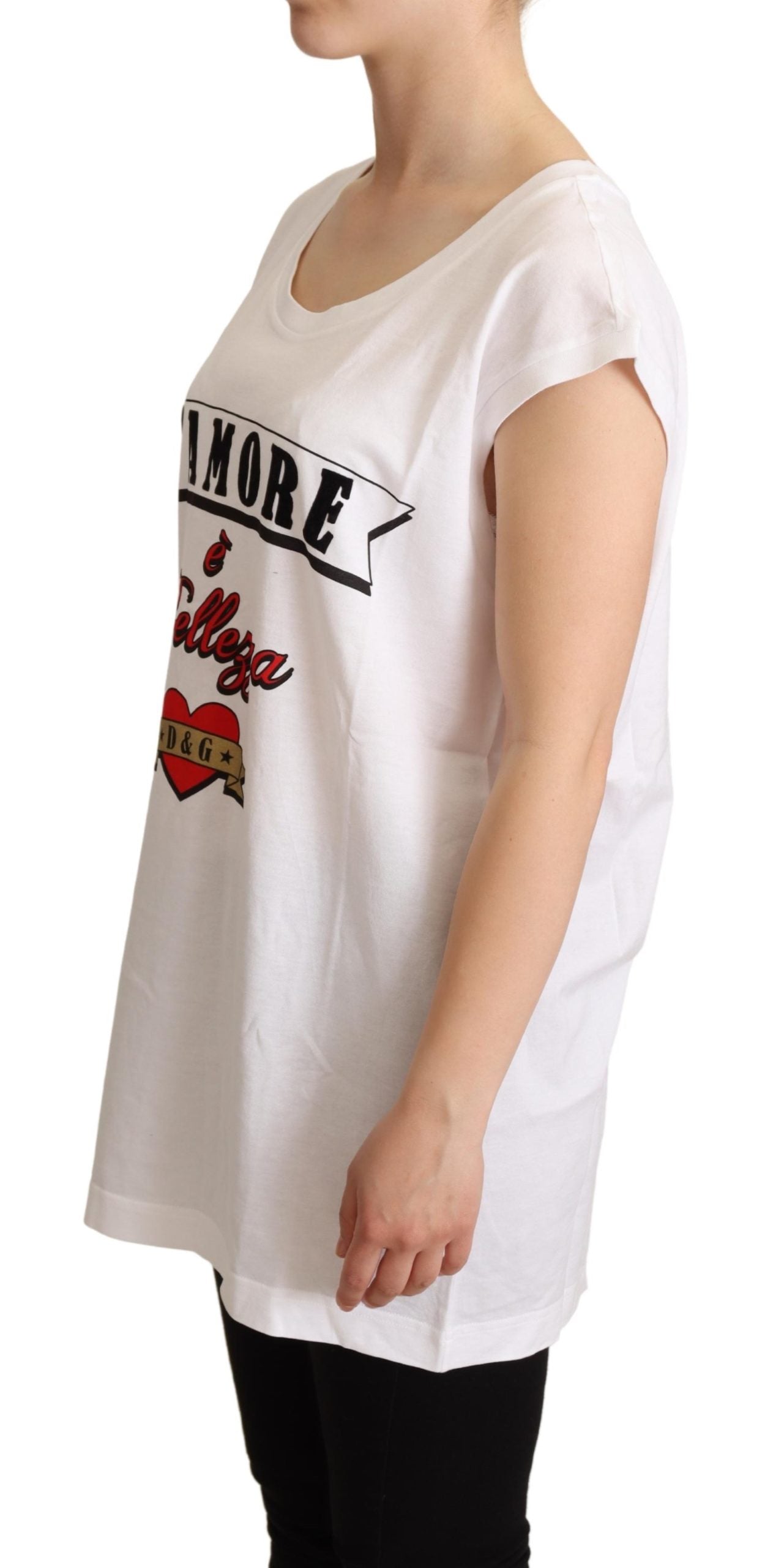 White L'AMORE Cotton Tank Top T-shirt