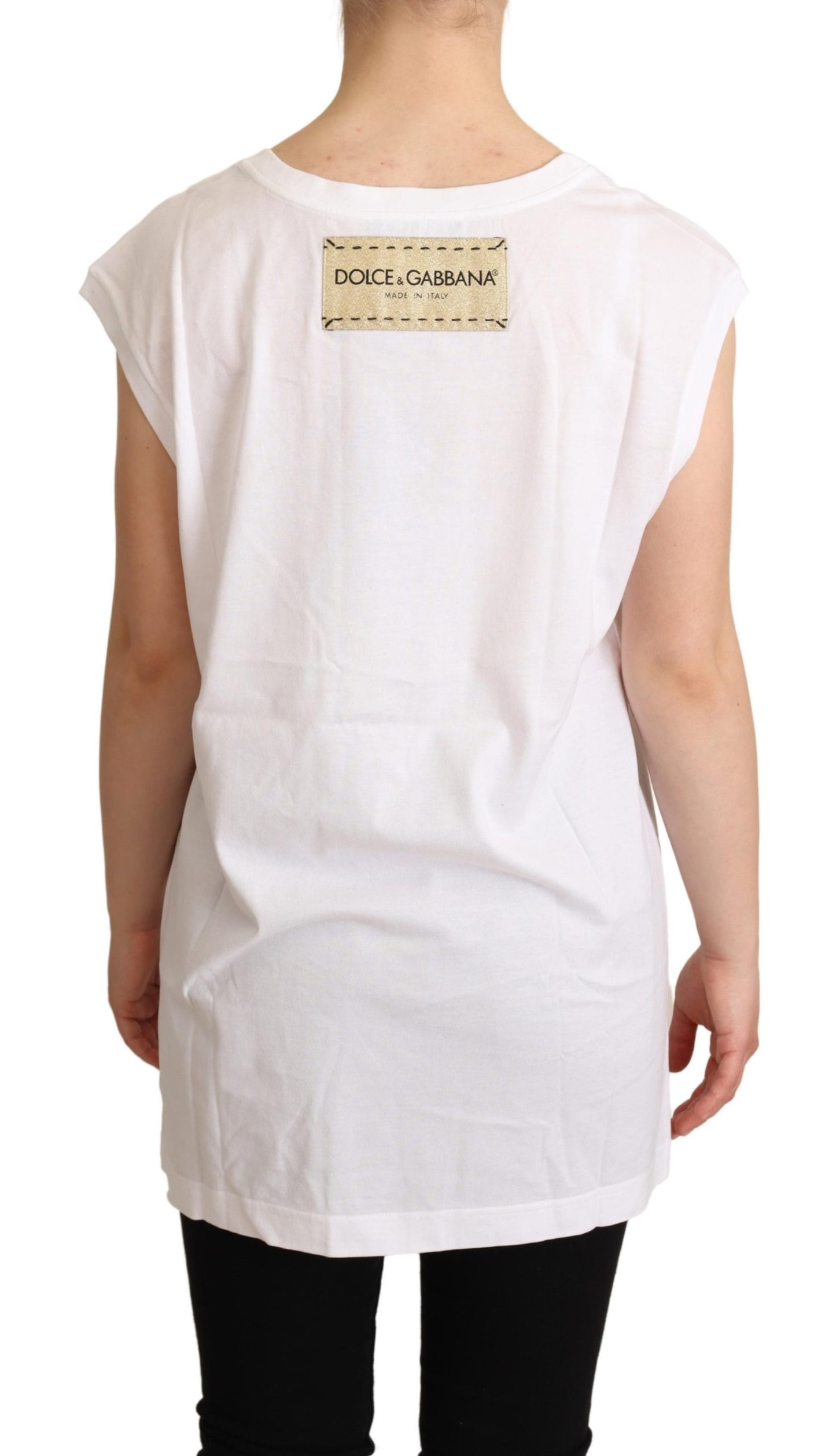 White L'AMORE Cotton Tank Top T-shirt