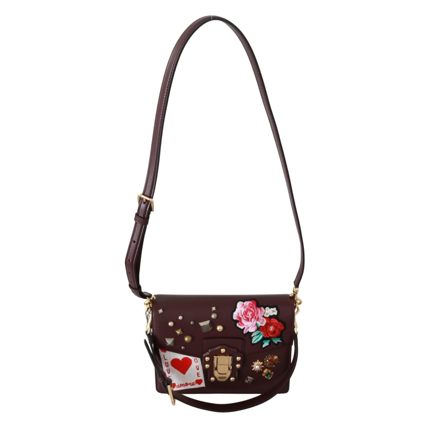 LUCIA Leather Burgundy Jewelled Shoulder Women Bag - coffeewithmee2