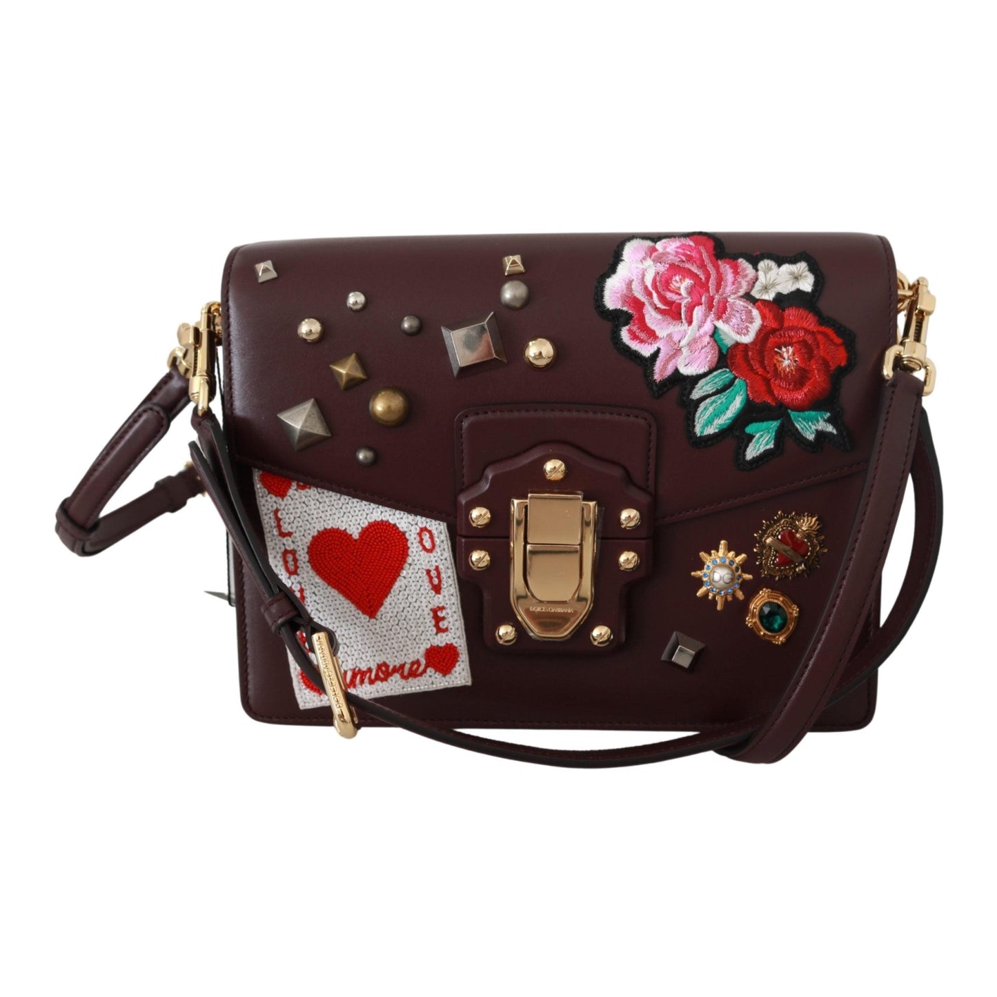 LUCIA Leather Burgundy Jewelled Shoulder Women Bag - coffeewithmee2