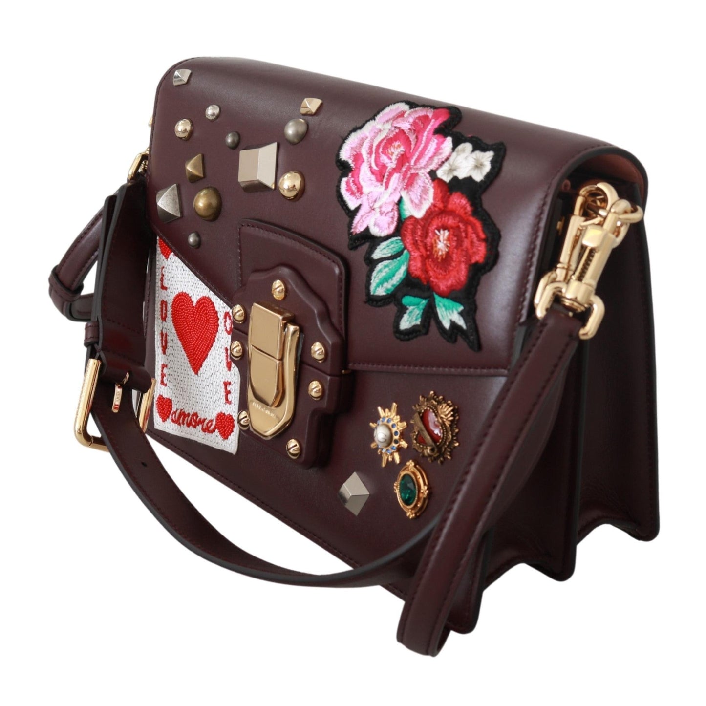 LUCIA Leather Burgundy Jewelled Shoulder Women Bag - coffeewithmee2