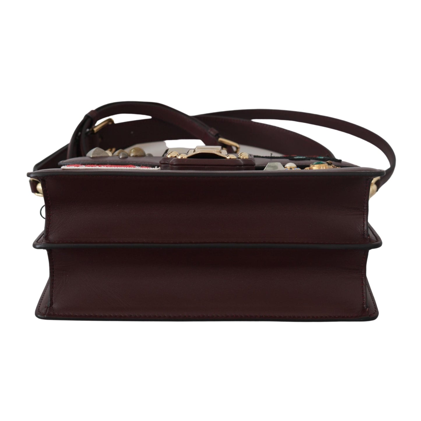 LUCIA Leather Burgundy Jewelled Shoulder Women Bag - coffeewithmee2