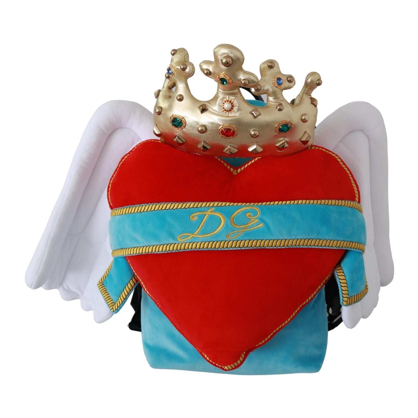 Red Blue Heart Wings DG Crown School Backpack - coffeewithmee2