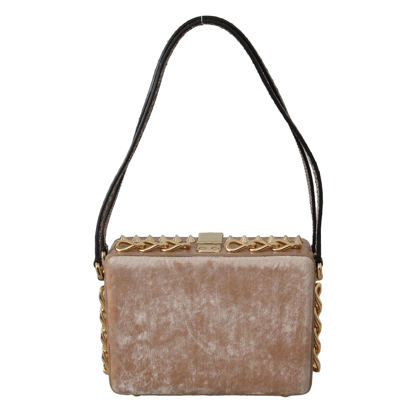 Pink Velvet Leather Gold Crystal Clutch Box Purse - coffeewithmee2