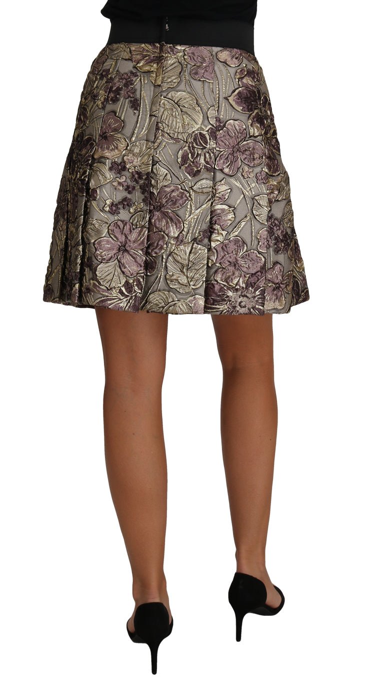 A-Line Mini Floral Print Jaquard Skirt - coffeewithmee2