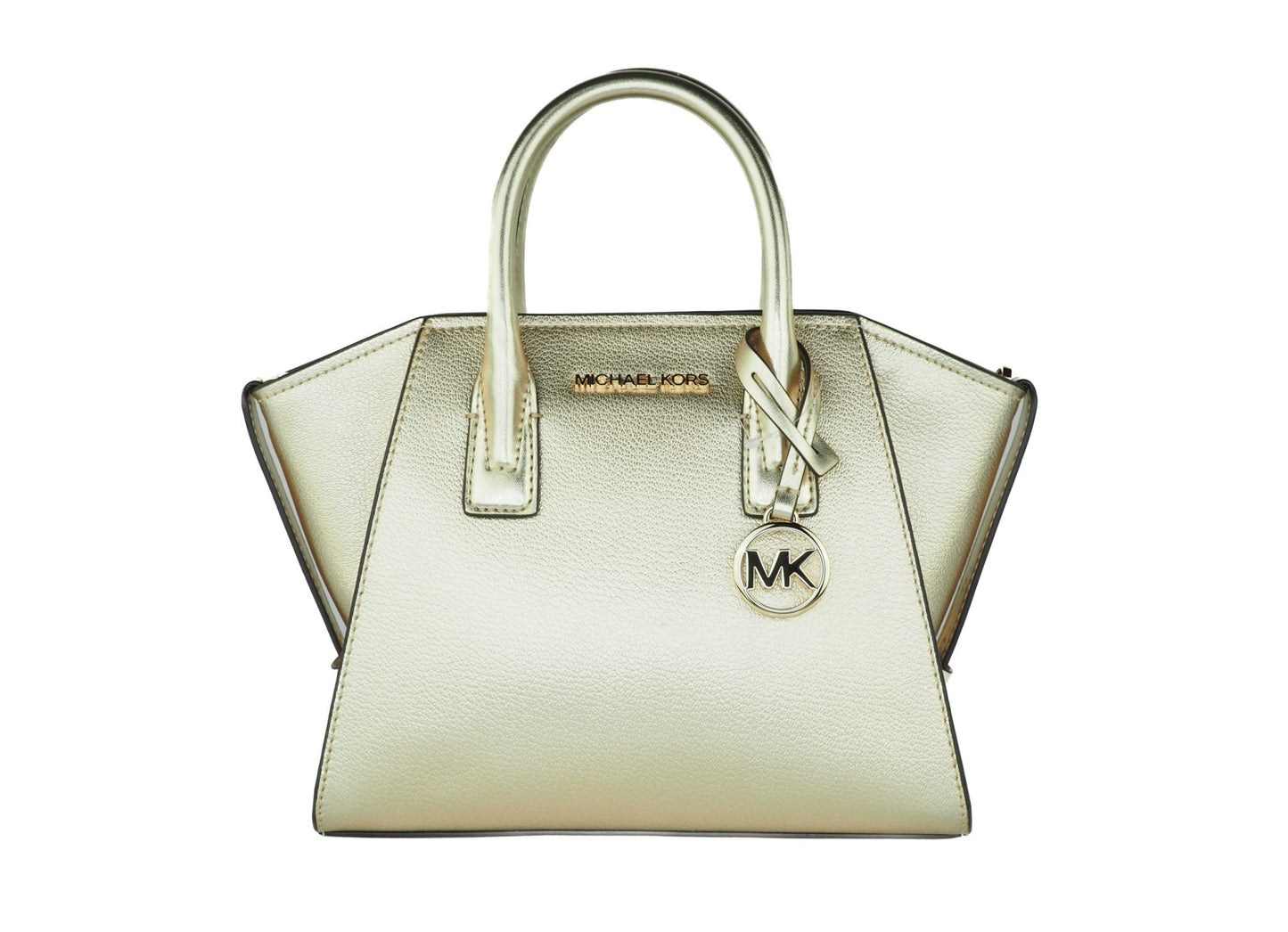 Avril Small Pebble Leather Top Zip Satchel Crossbody Handbag (Pale Gold) - coffeewithmee2Michael KorsP0416S