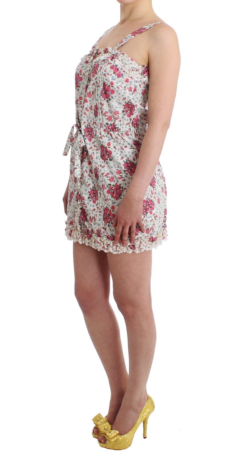 Beachwear Pink Floral Beach Mini Dress Short - coffeewithmee2Ermanno ScervinoP0872S