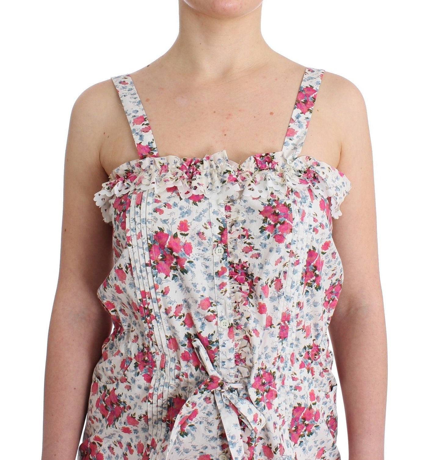 Beachwear Pink Floral Beach Mini Dress Short - coffeewithmee2Ermanno ScervinoP0872S