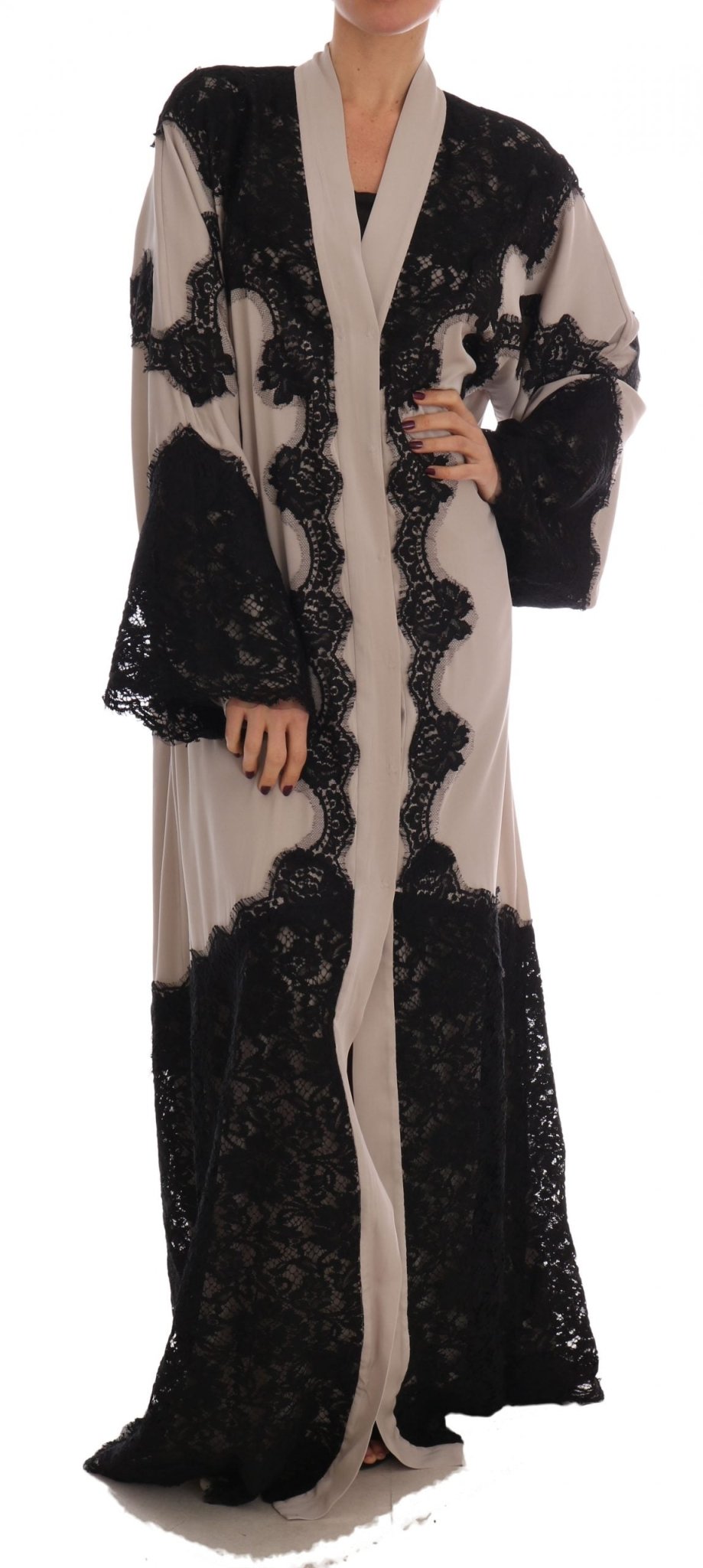 Beige Black Ricamo Kaftan Abaya Dress - coffeewithmee2Dolce & GabbanaP1386S