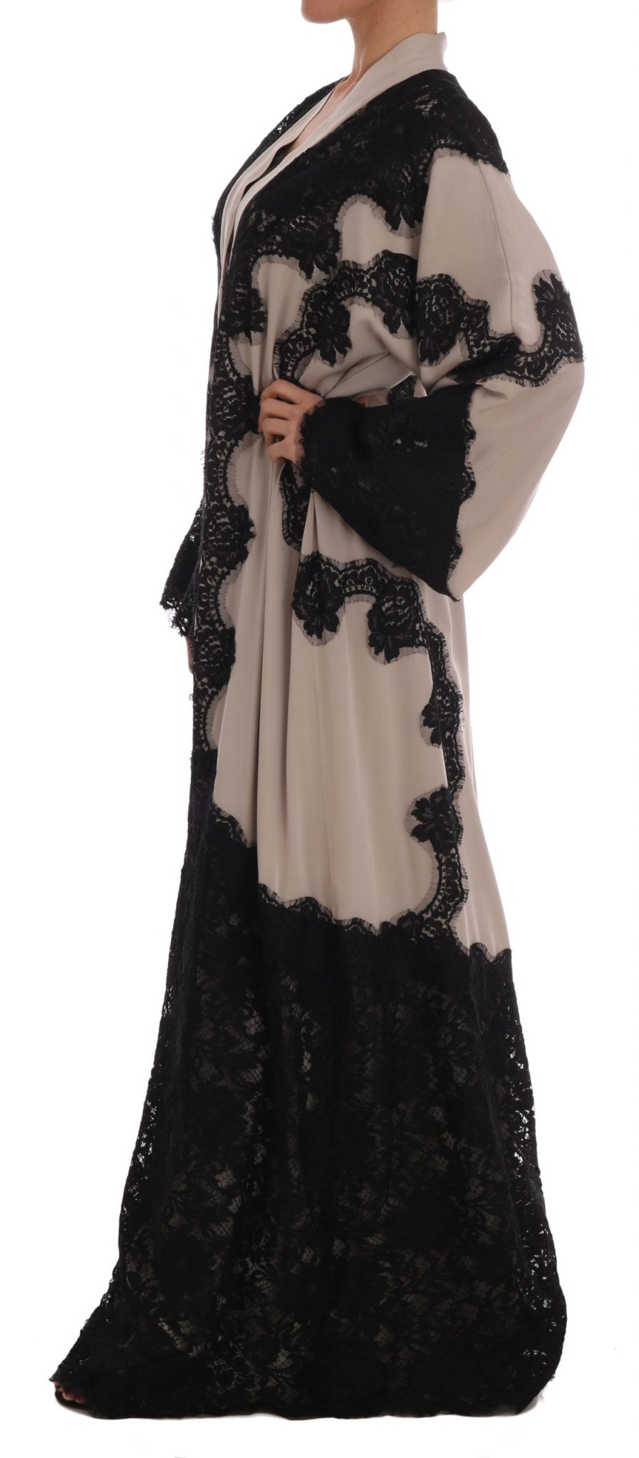 Beige Black Ricamo Kaftan Abaya Dress - coffeewithmee2Dolce & GabbanaP1386S