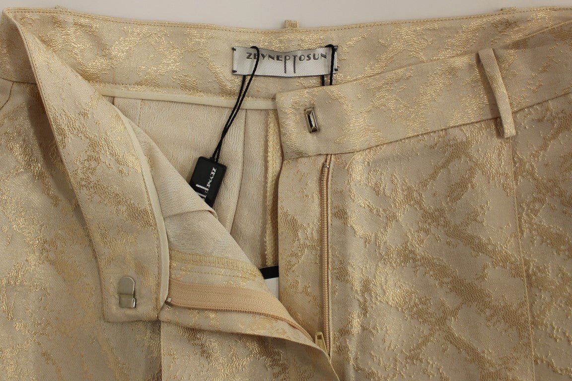 Beige Brocade Above Knee Shorts - coffeewithmee2ZeyneptosumP1256S