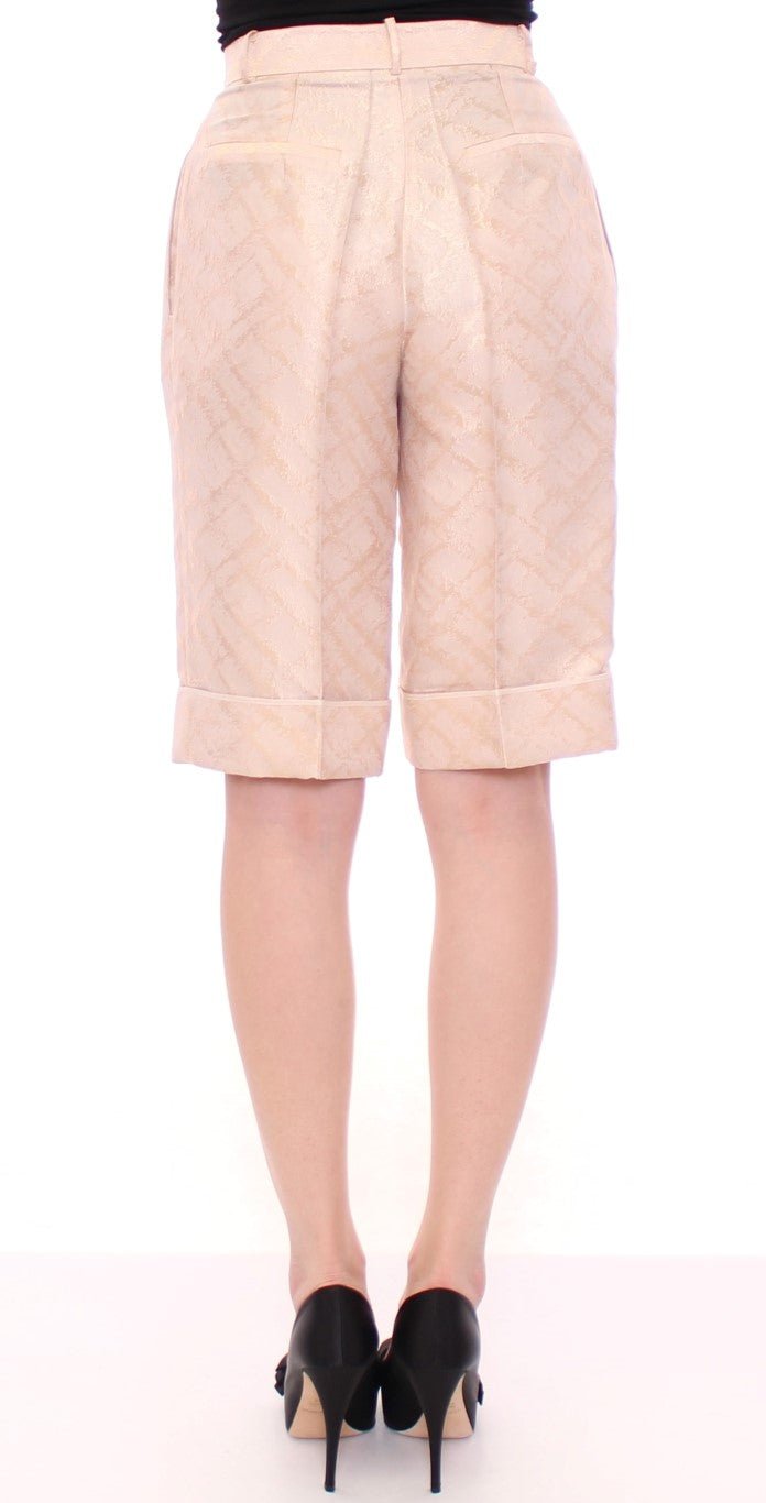 Beige Brocade Above Knee Shorts - coffeewithmee2ZeyneptosumP1256S