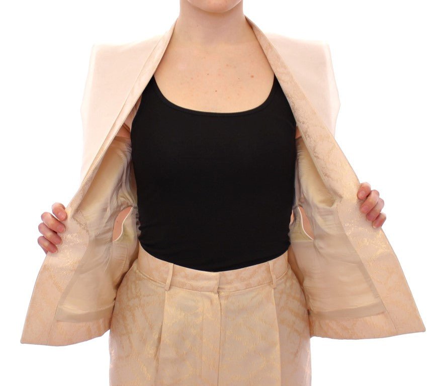 Beige brocade sleeveless jacket vest - coffeewithmee2ZeyneptosumP0743S