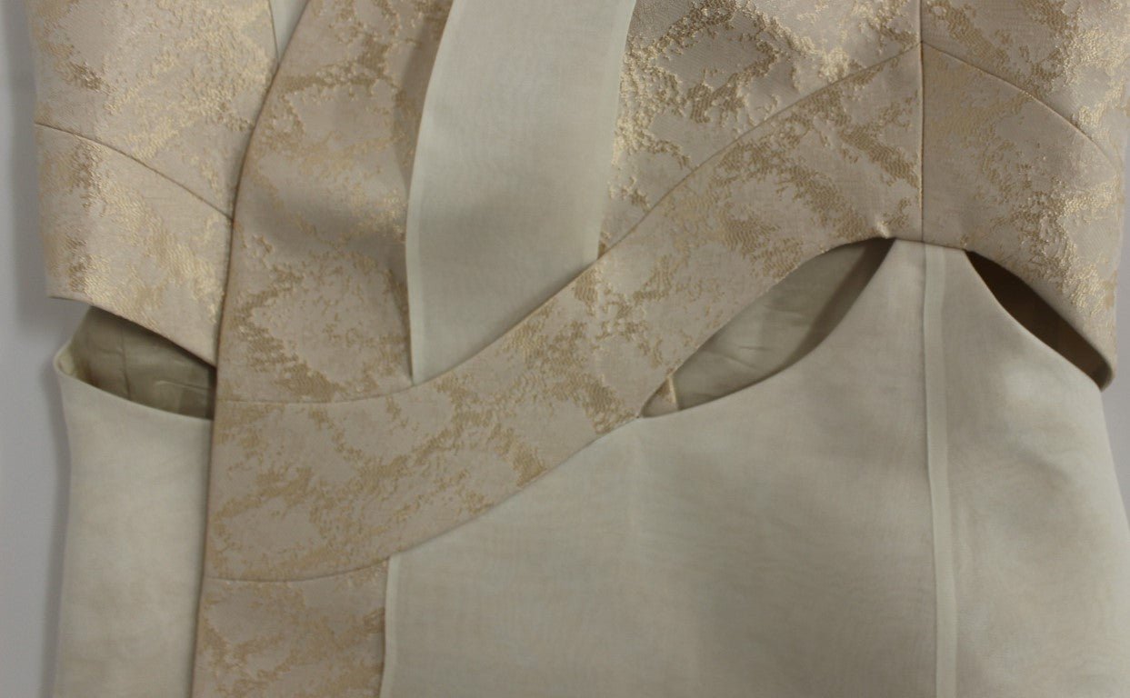 Beige brocade sleeveless jacket vest - coffeewithmee2ZeyneptosumP0743S