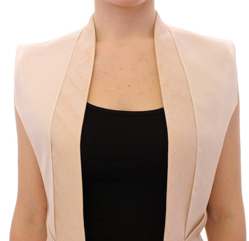 Beige brocade sleeveless jacket vest - coffeewithmee2ZeyneptosumP0743S