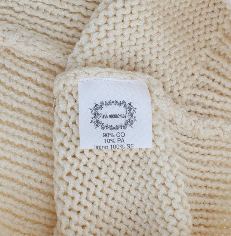Beige Cotton Blend Knitted Sleeveless Sweater - coffeewithmee2PINK MEMORIESP1118S