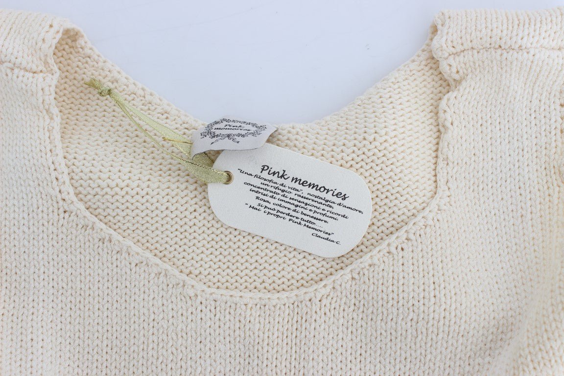 Beige Cotton Blend Knitted Sleeveless Sweater - coffeewithmee2PINK MEMORIESP1118S